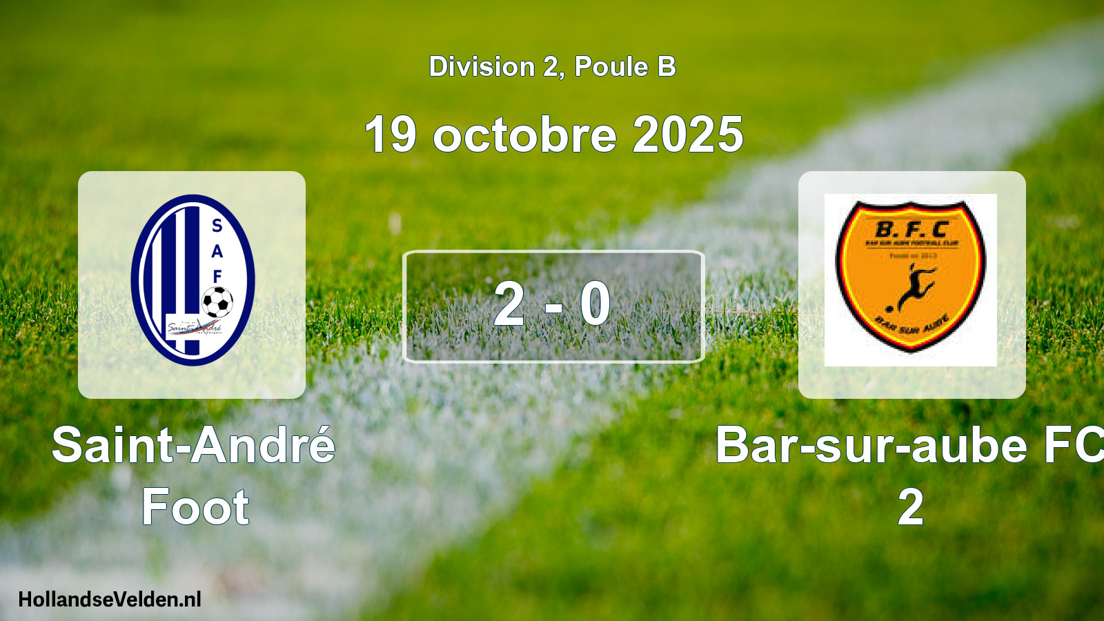 Total number of matches played: Saint-André Foot - Bar-sur-aube FC 2 2 - 0 (19 October 2025)