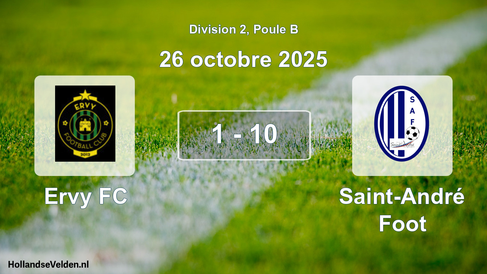 Total number of matches played: Ervy FC - Saint-André Foot 1 - 10 (26 October 2025)