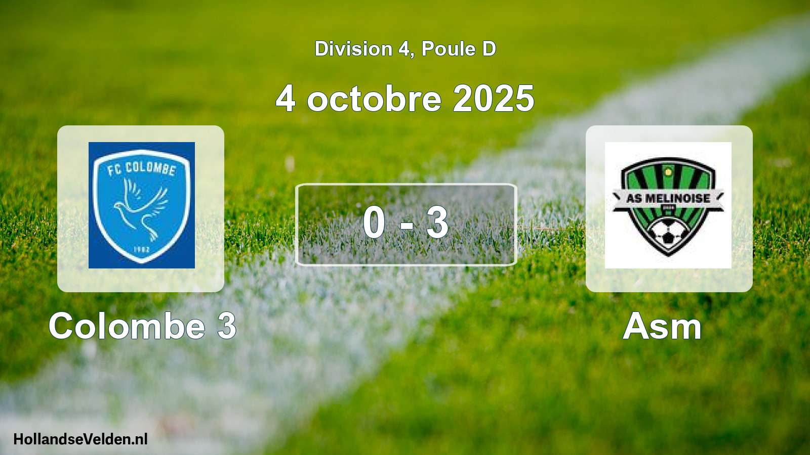 Match joué: Colombe 3 - Asm 0 - 3 (4 octobre 2025)