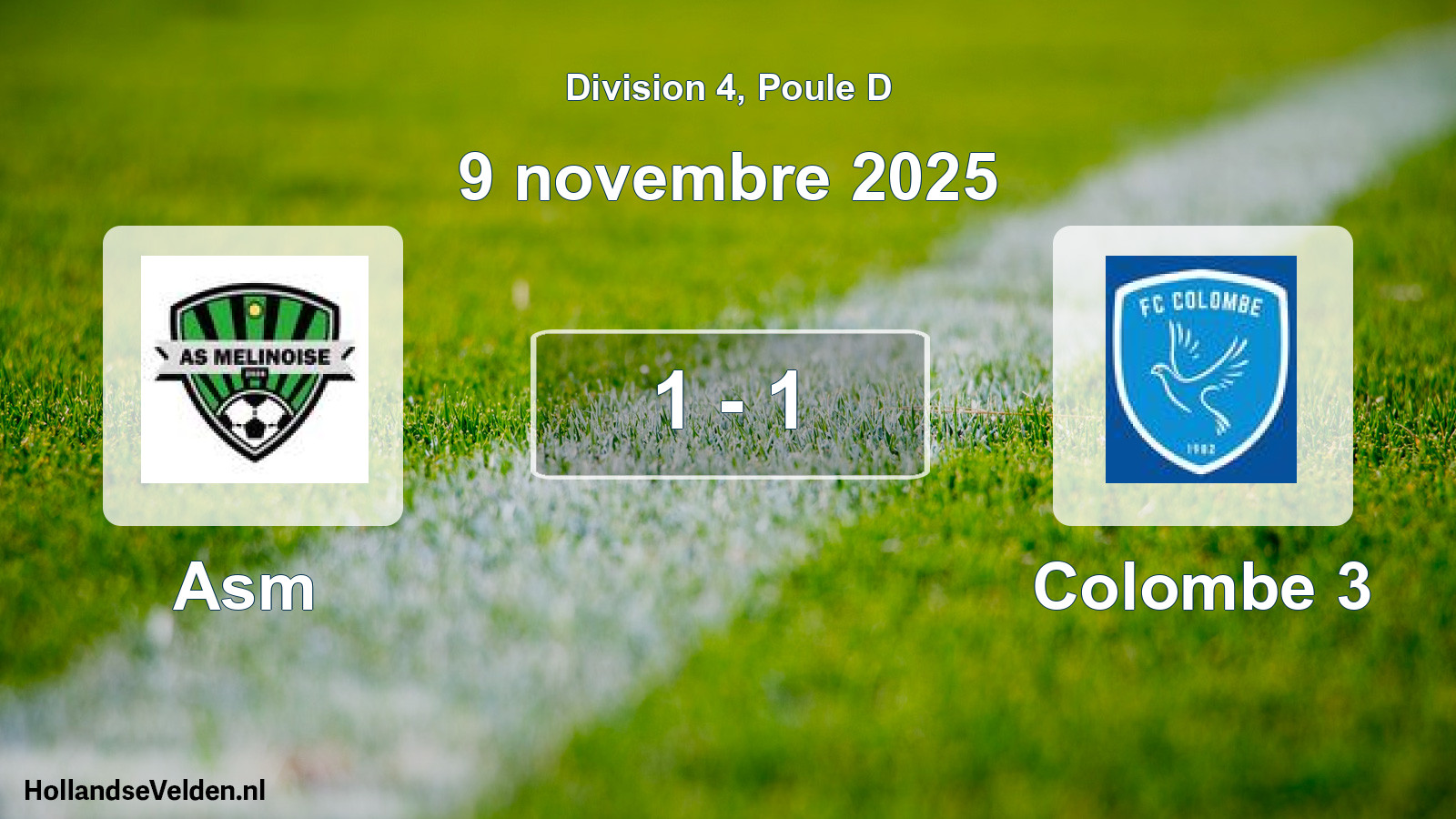 Match joué: Asm - Colombe 3 1 - 1 (9 novembre 2025)