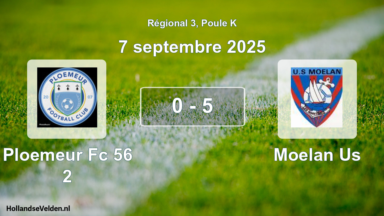 Total number of matches played: Ploemeur Fc 56 2 - Moelan Us 0 - 5 (7 September 2025)