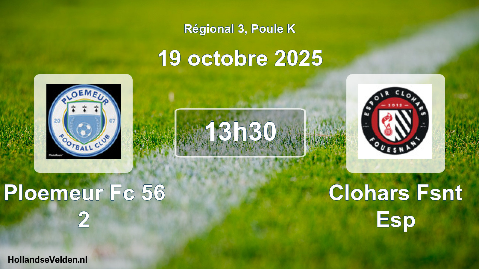 Scheduled Match: Ploemeur Fc 56 2 - Clohars Fsnt Esp (19 October 2025)
