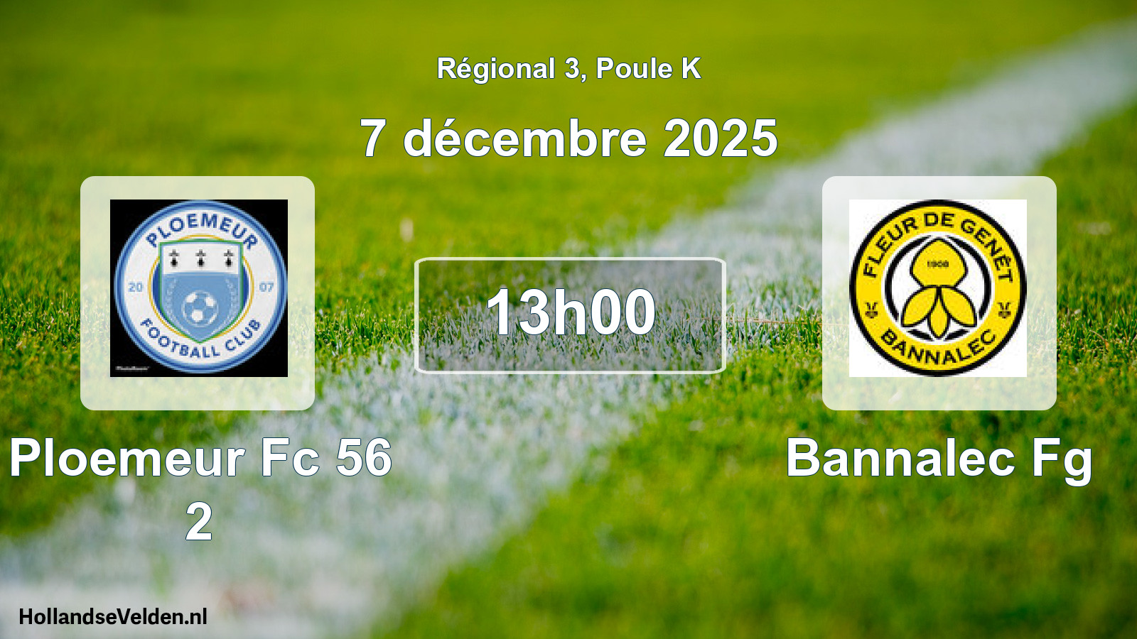 Geplande wedstrijd: Ploemeur Fc 56 2 - Bannalec Fg (7 december 2025)