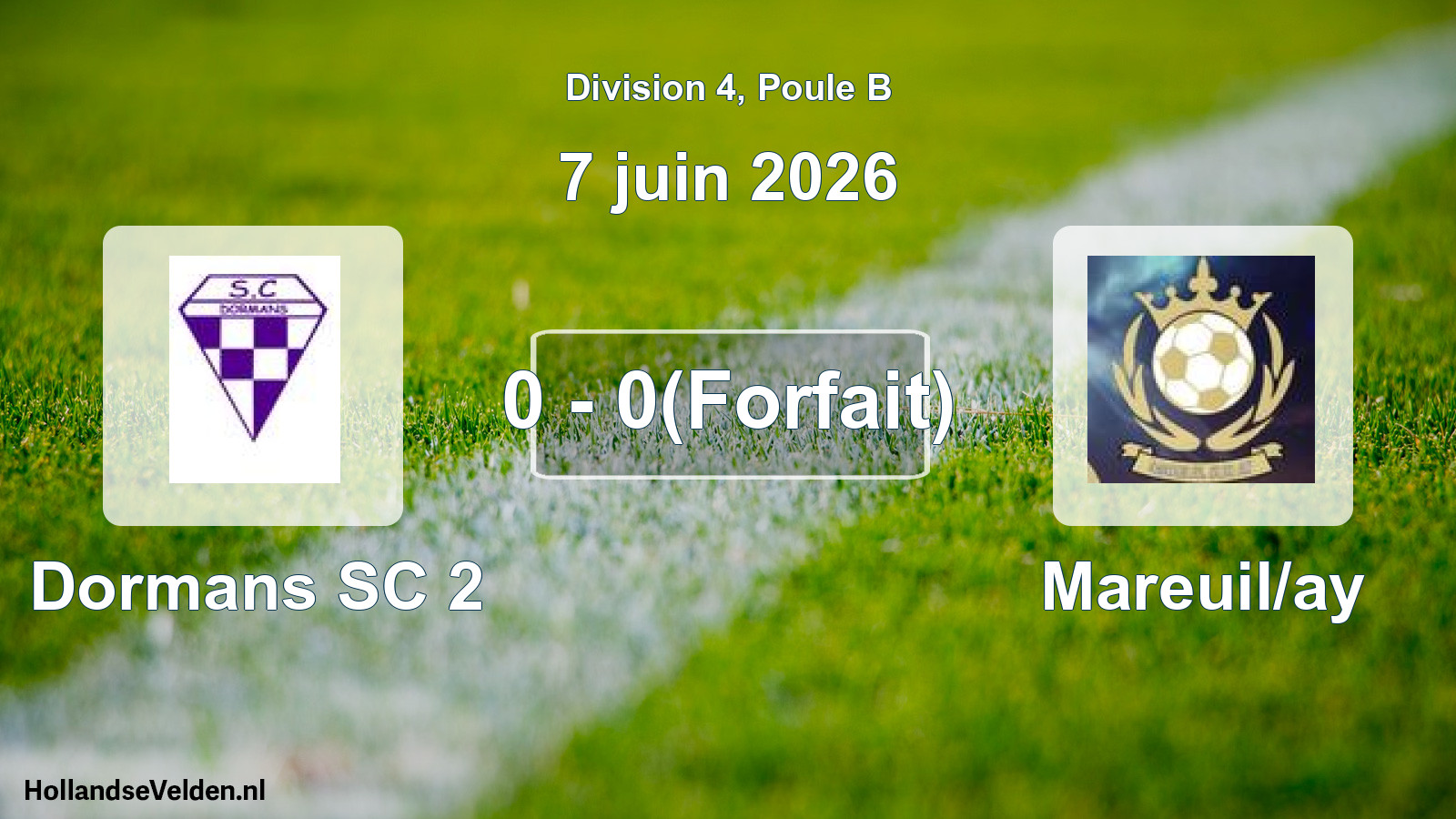Match joué: Dormans SC 2 - Mareuil/ay 0 - 0(Forfait) (7 juin 2026)