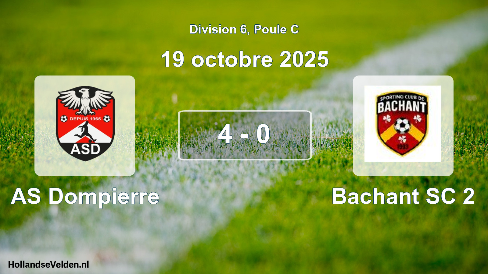 Match joué: AS Dompierre - Bachant SC 2 4 - 0 (19 octobre 2025)