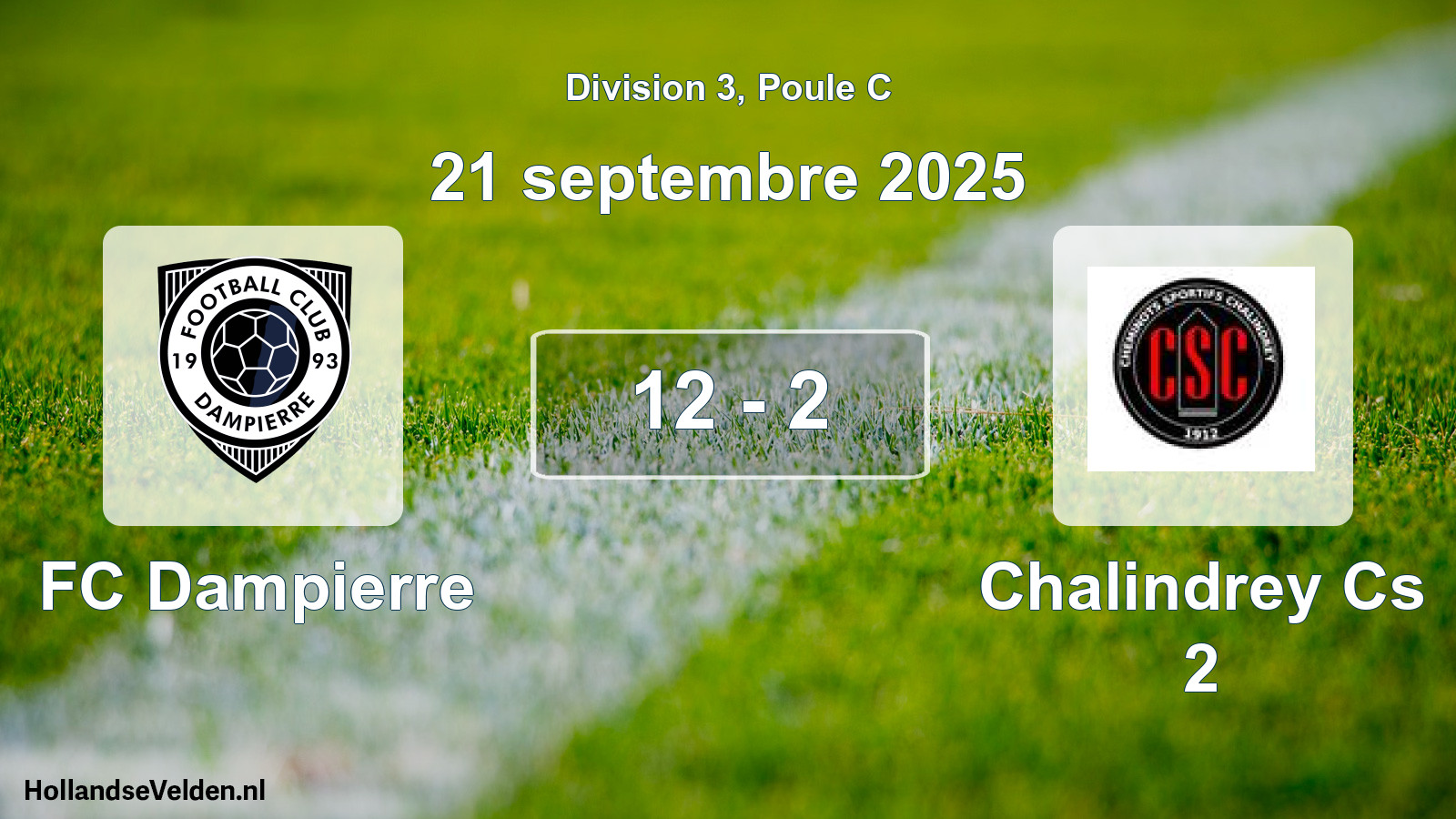 Total number of matches played: FC Dampierre - Chalindrey Cs 2 12 - 2 (21 September 2025)