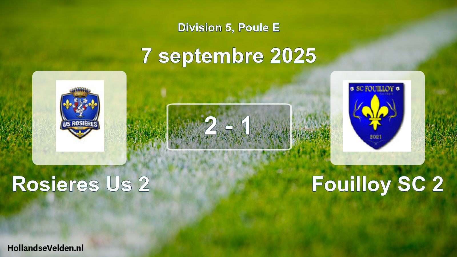 Match joué: Rosieres Us 2 - Fouilloy SC 2 2 - 1 (7 septembre 2025)
