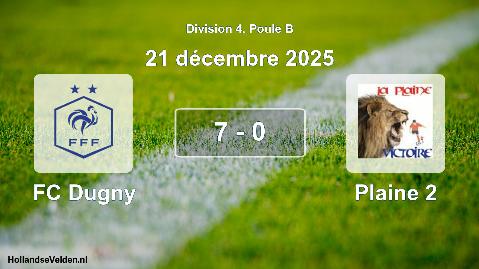 Match joué: FC Dugny - Plaine 2 7 - 0 (21 décembre 2025)