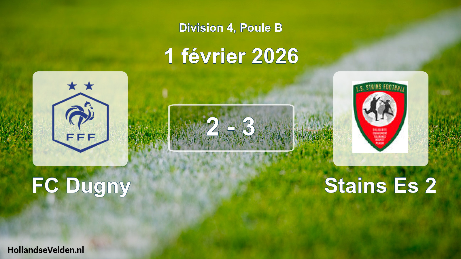 Match joué: FC Dugny - Stains Es 2 2 - 3 (1 février 2026)