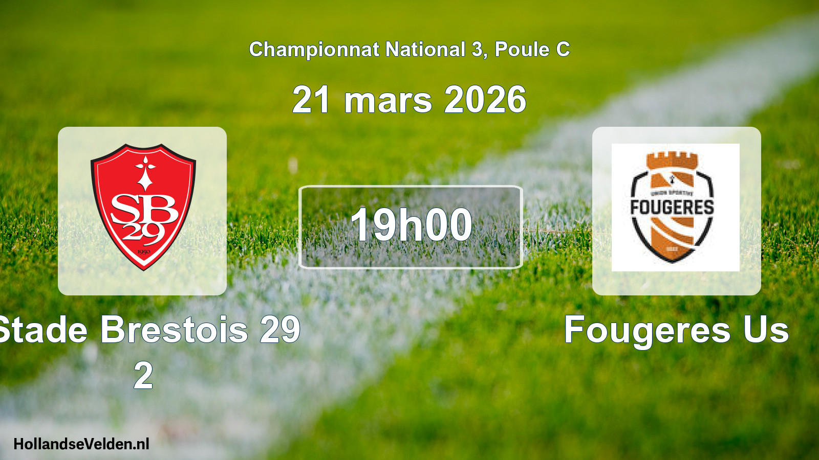 Geplande wedstrijd: Stade Brestois 29 2 - Fougeres Us (21 maart 2026)