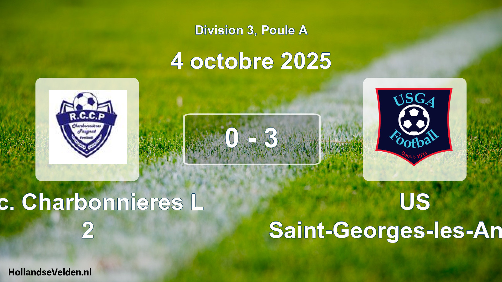 Match joué: R.c. Charbonnieres L 2 - US Saint-Georges-les-Ancizes 0 - 3 (4 octobre 2025)