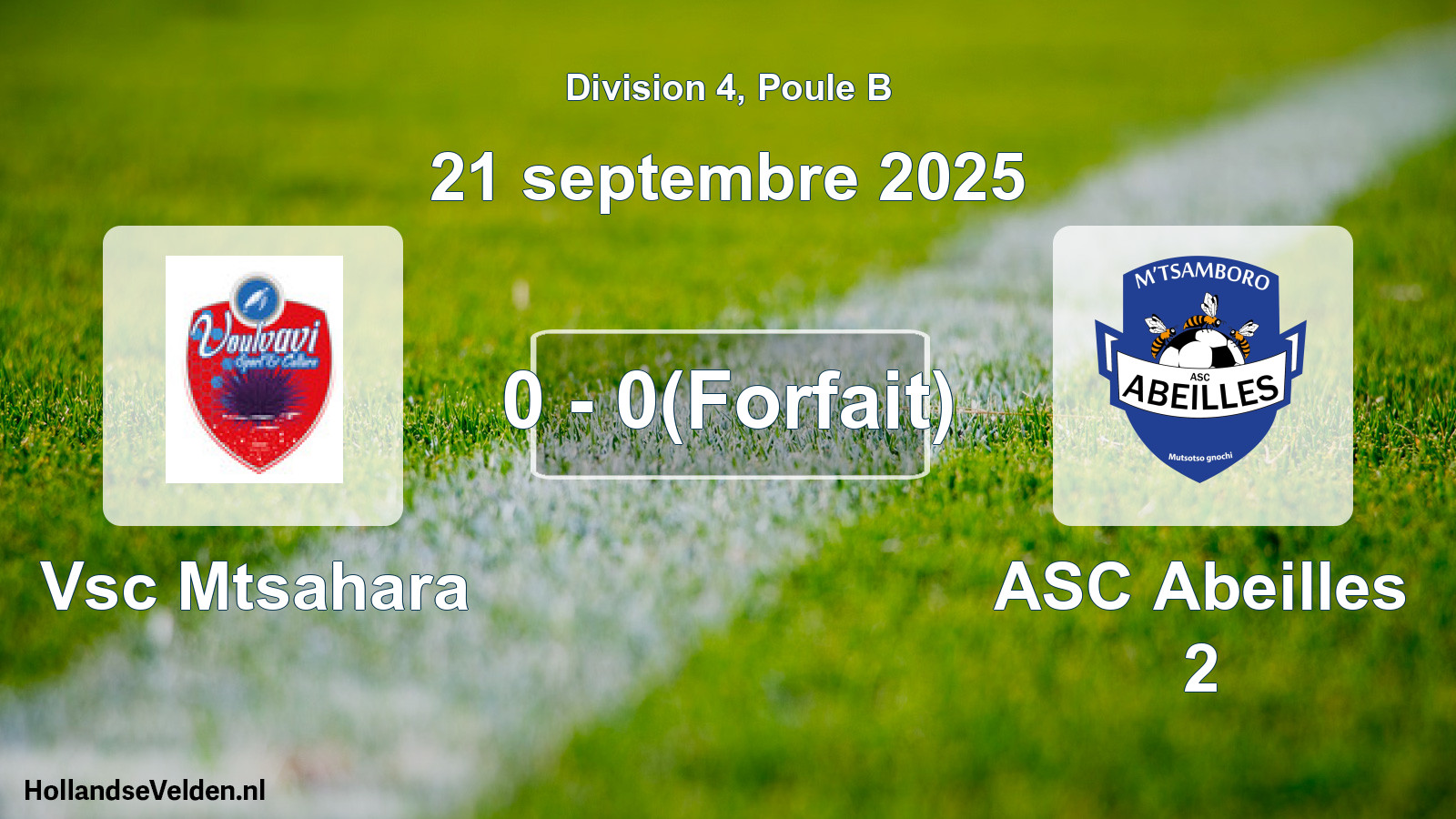 Gespeelde wedstrijd: Vsc Mtsahara - ASC Abeilles 2 0 - 0(Forfait) (21 september 2025)