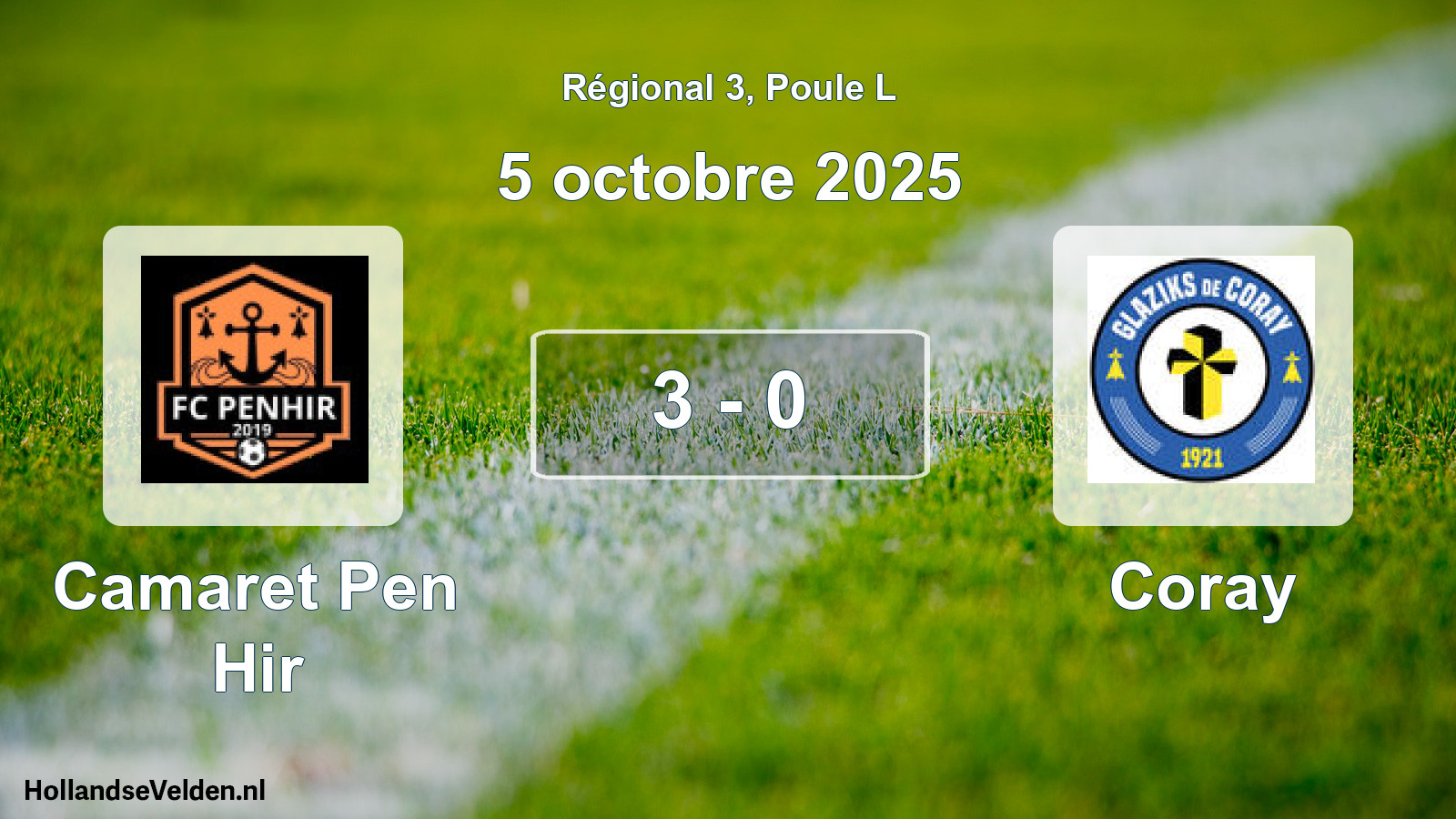 Total number of matches played: Camaret Pen Hir - Coray 3 - 0 (5 October 2025)