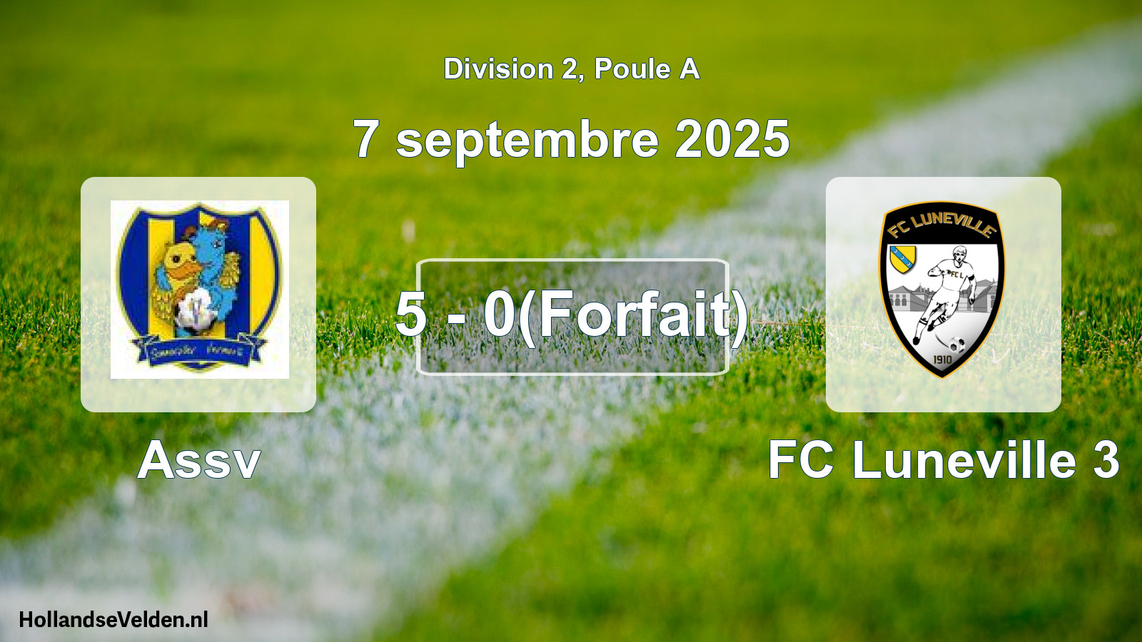 Match joué: Assv - FC Luneville 3 5 - 0(Forfait) (7 septembre 2025)