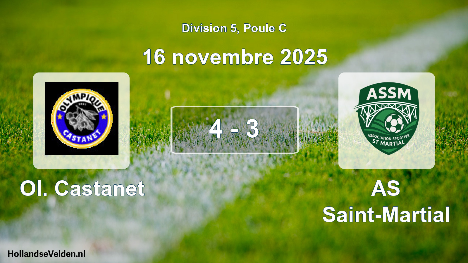 Match joué: Ol. Castanet - AS Saint-Martial 4 - 3 (16 novembre 2025)