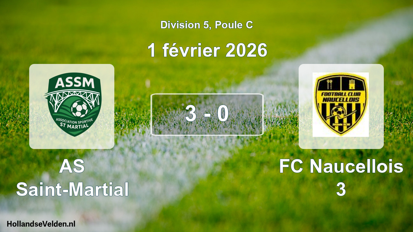 Match joué: AS Saint-Martial - FC Naucellois 3 3 - 0 (1 février 2026)