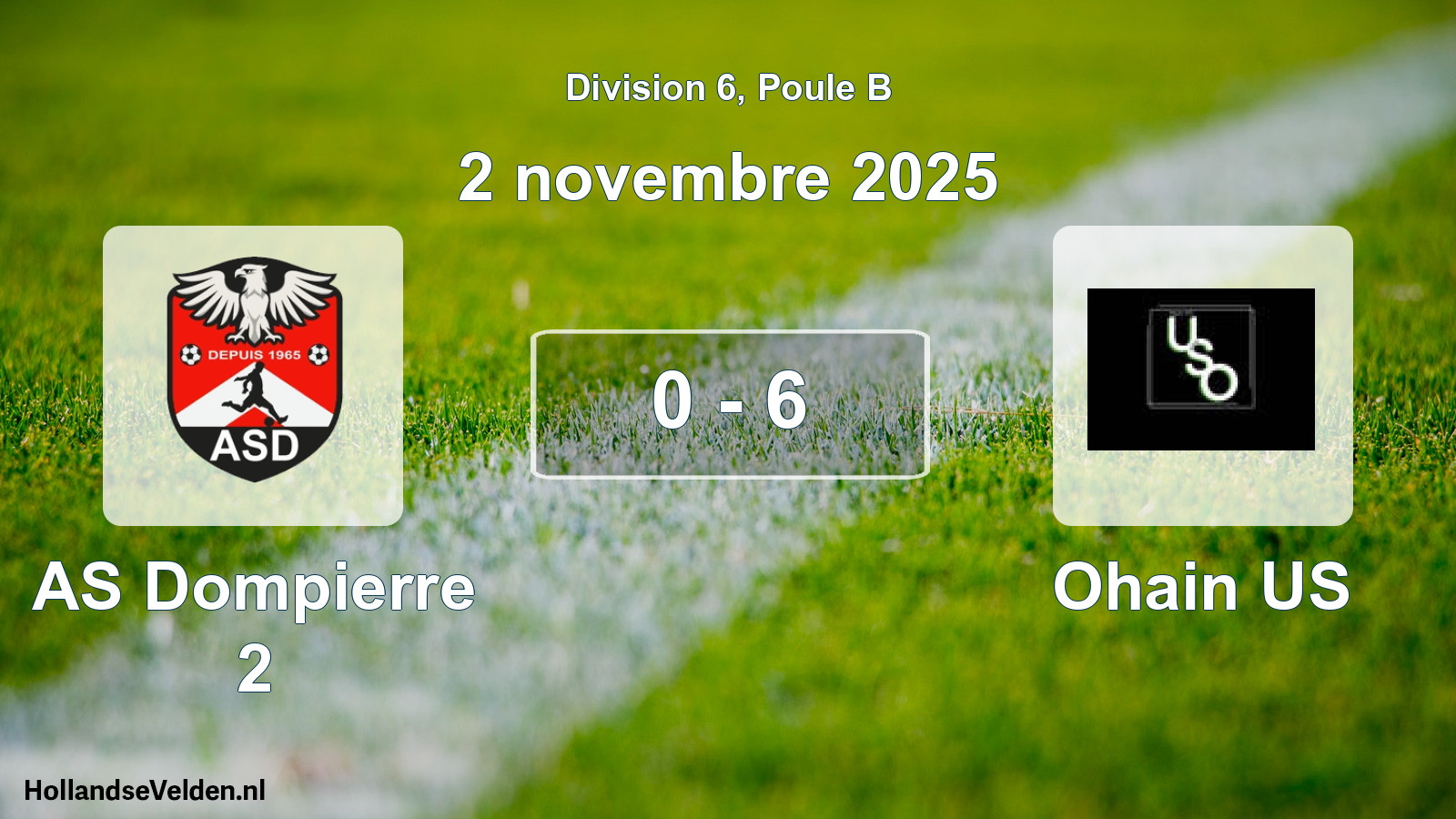 Match joué: AS Dompierre 2 - Ohain US 0 - 6 (2 novembre 2025)