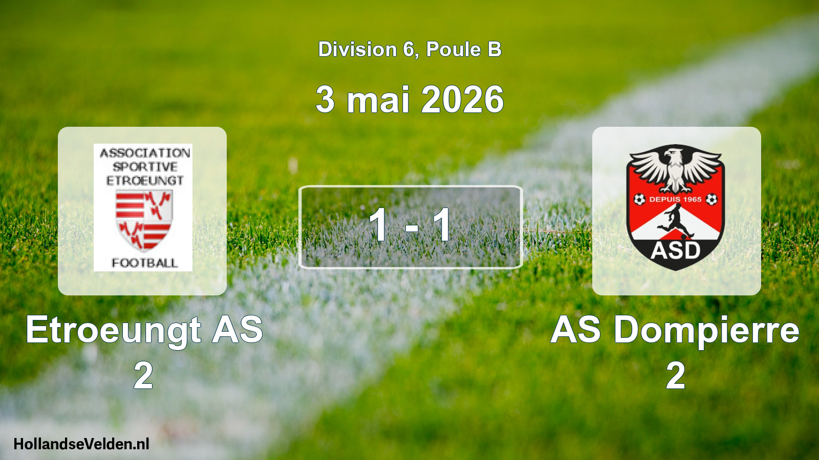 Match joué: Etroeungt AS 2 - AS Dompierre 2 1 - 1 (3 mai 2026)