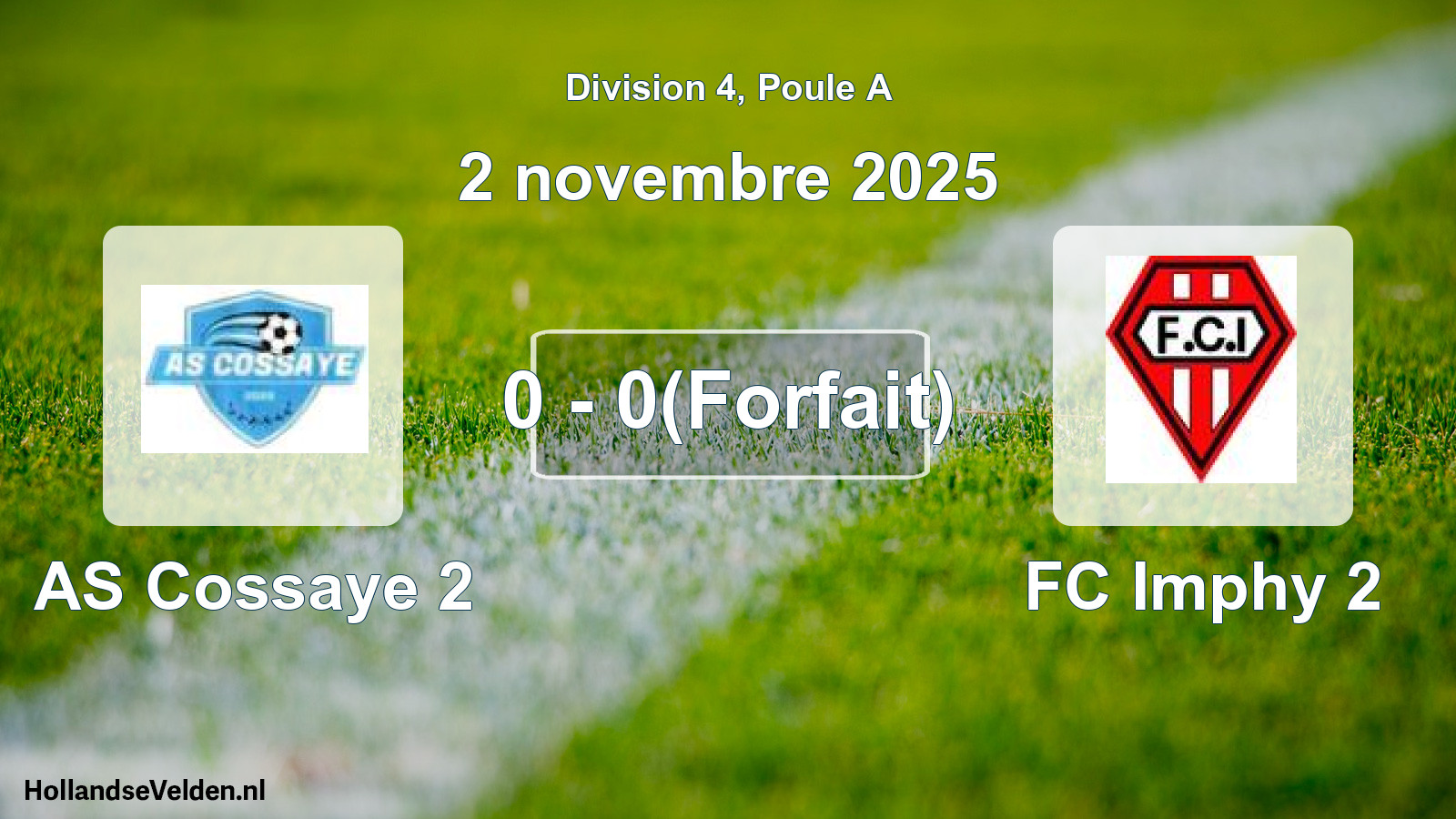 Match joué: AS Cossaye 2 - FC Imphy 2 0 - 0(Forfait) (2 novembre 2025)