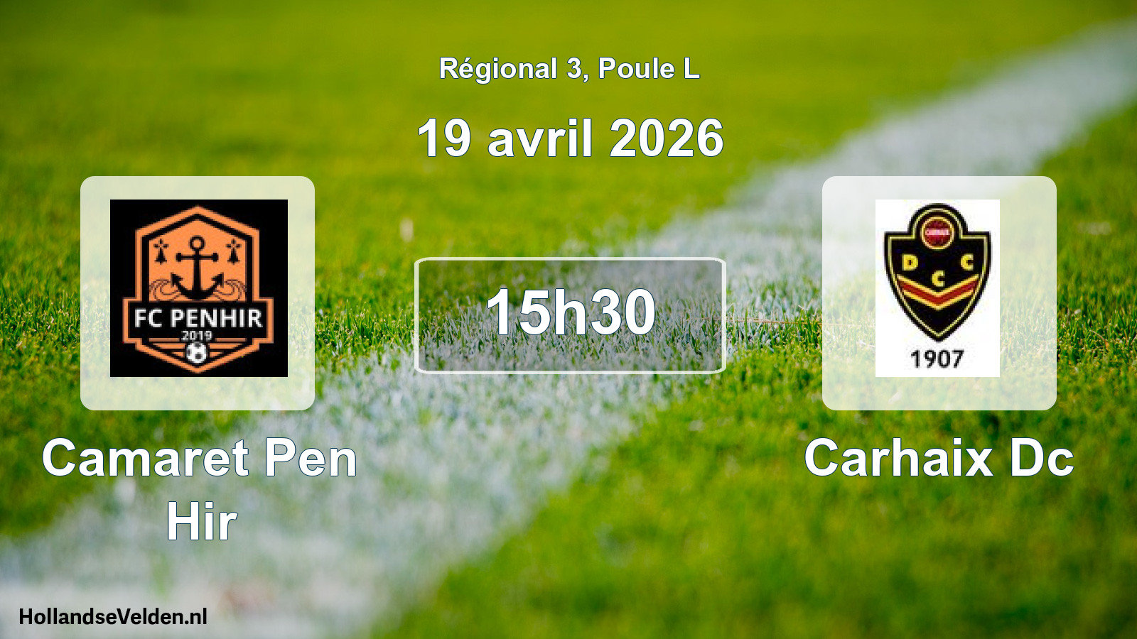 Geplande wedstrijd: Camaret Pen Hir - Carhaix Dc (19 avril 2026)