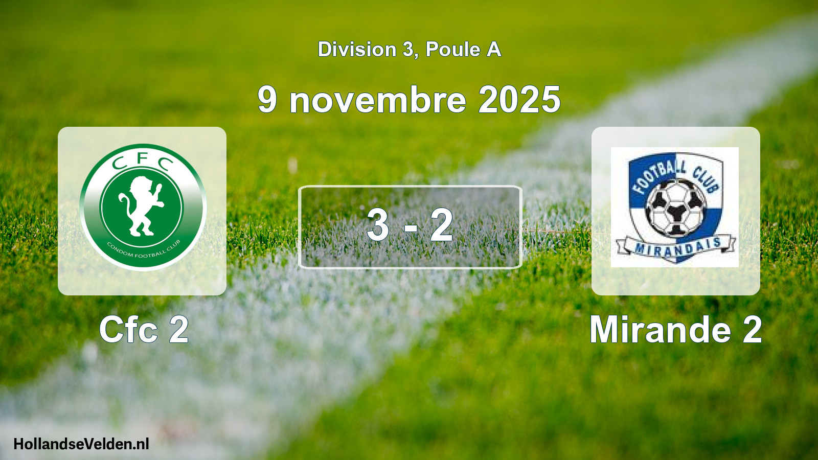 Match joué: Cfc 2 - Mirande 2 3 - 2 (9 novembre 2025)