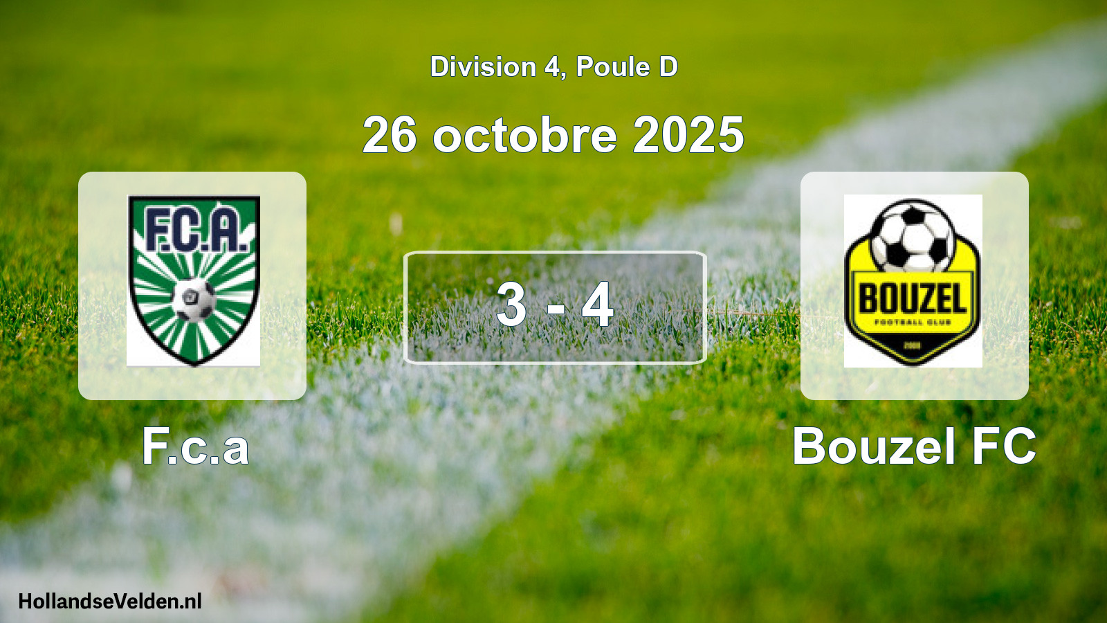 Match joué: F.c.a - Bouzel FC 3 - 4 (26 octobre 2025)