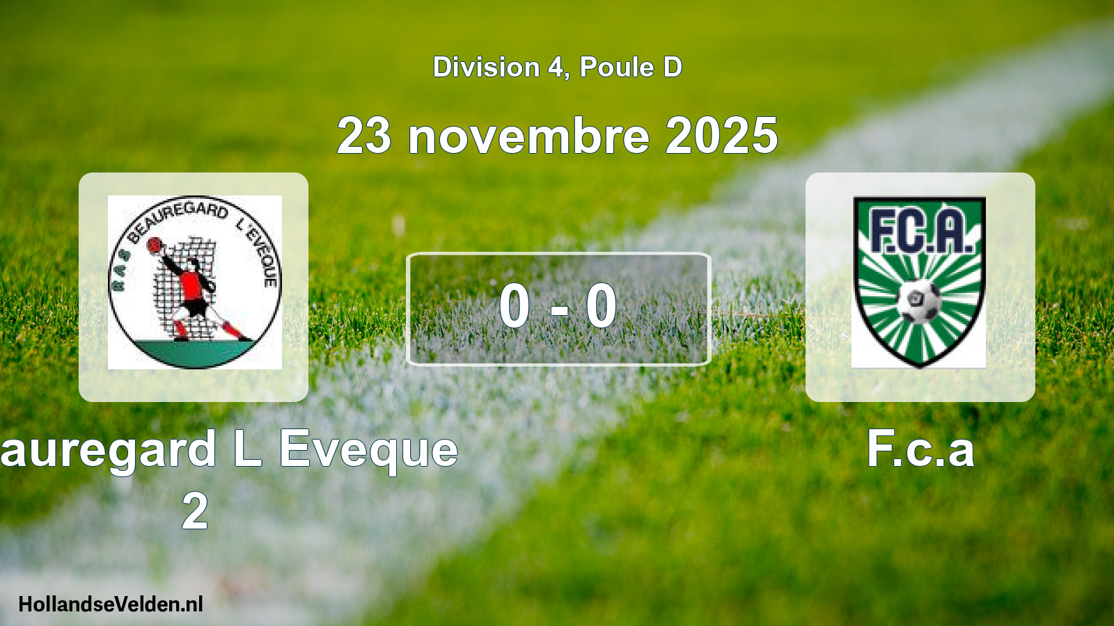 Match joué: Beauregard L Eveque 2 - F.c.a 0 - 0 (23 novembre 2025)