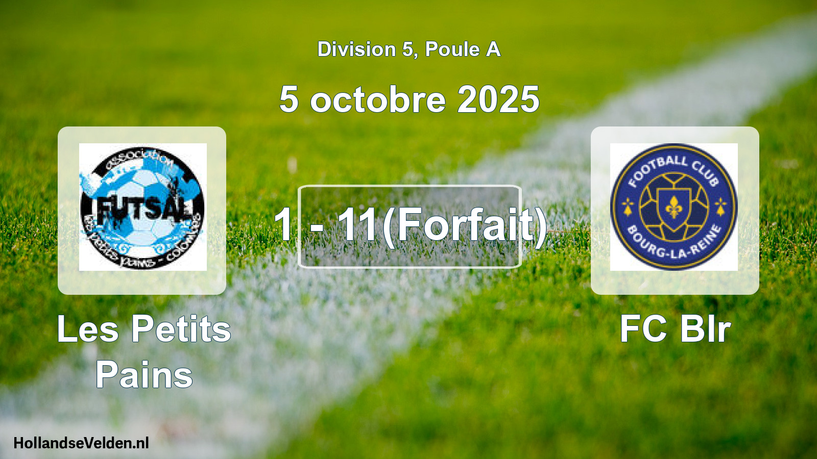 Match joué: Les Petits Pains - FC Blr 1 - 11(Forfait) (5 octobre 2025)