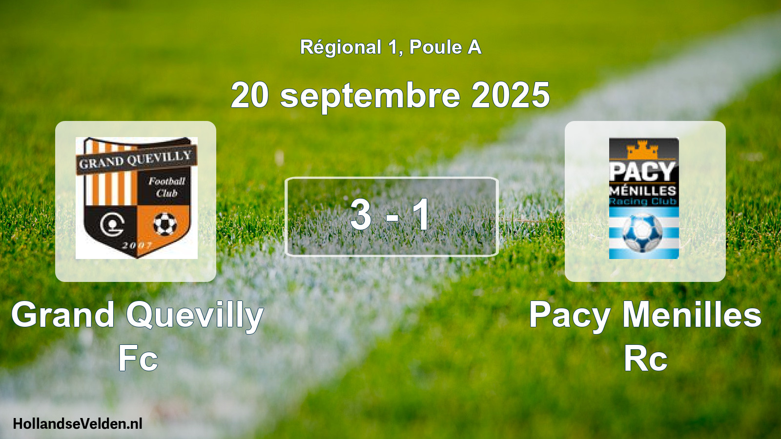 Gespeelde wedstrijd: Grand Quevilly Fc - Pacy Menilles Rc 3 - 1 (20 septembre 2025)
