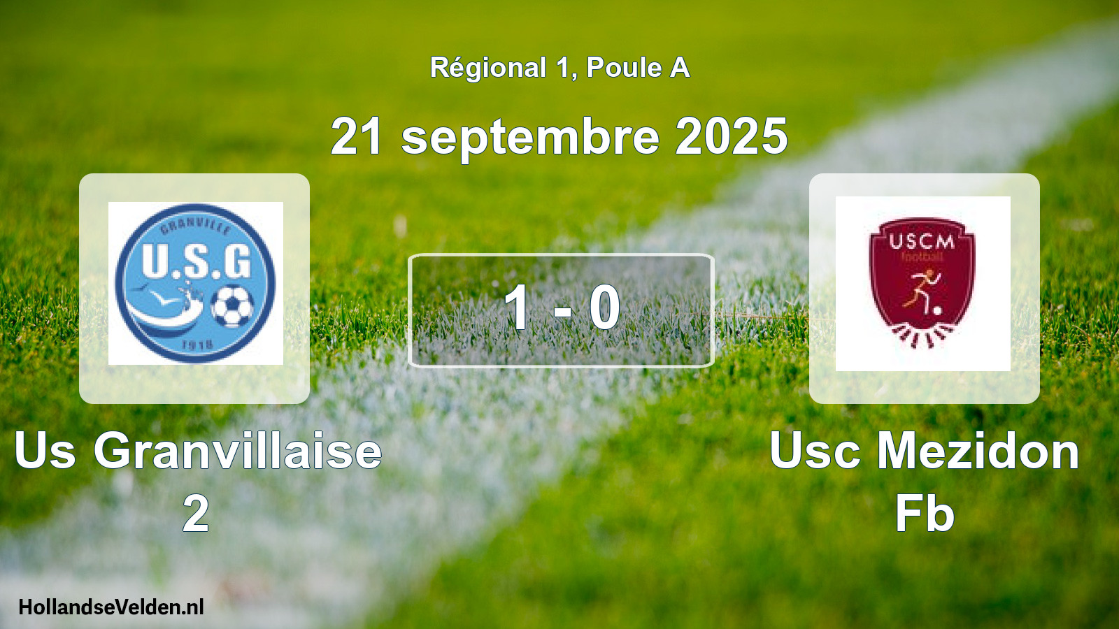 Gespeelde wedstrijd: Us Granvillaise 2 - Usc Mezidon Fb 1 - 0 (21 september 2025)