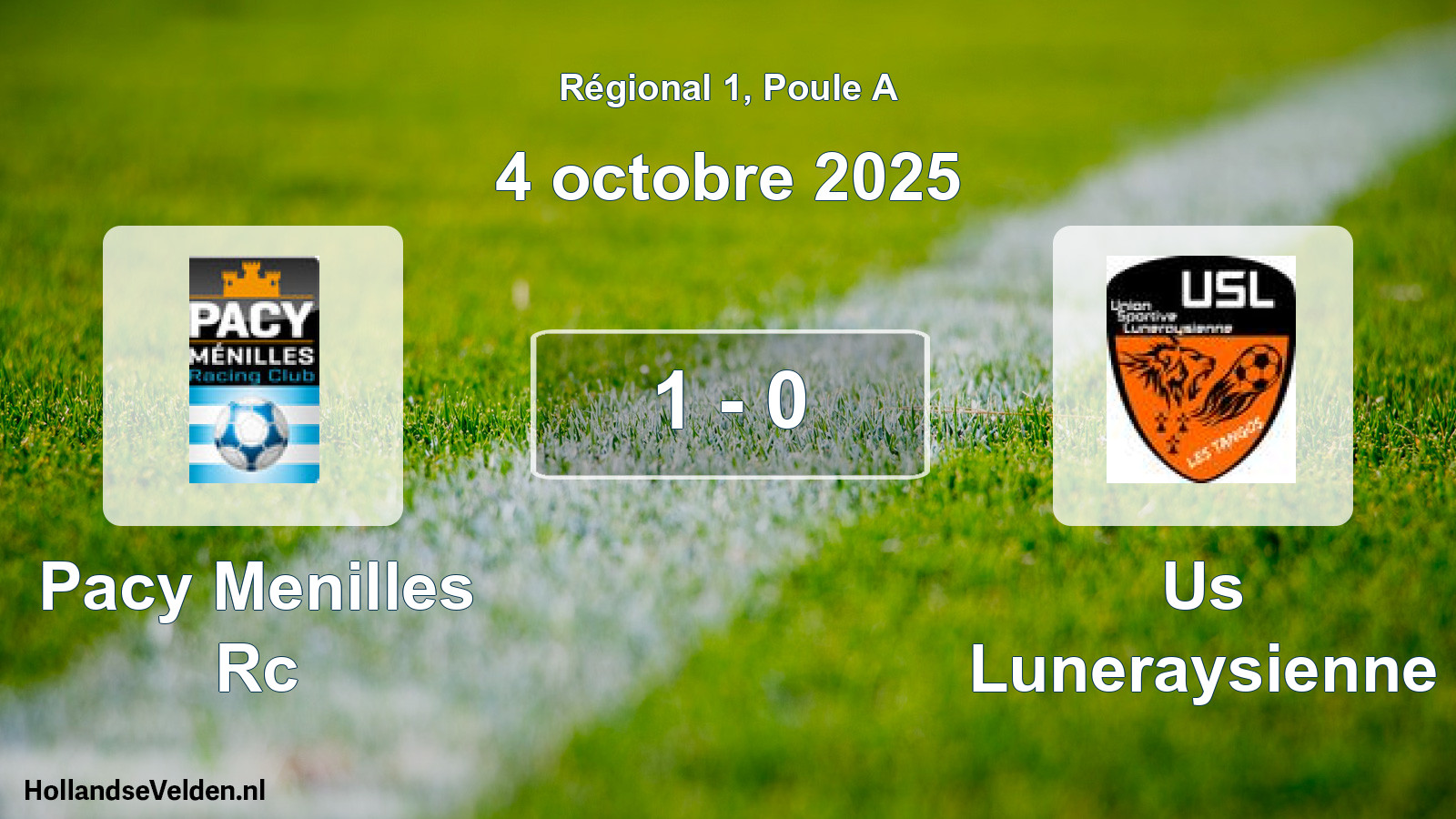 Gespeelde wedstrijd: Pacy Menilles Rc - Us Luneraysienne 1 - 0 (4 octobre 2025)
