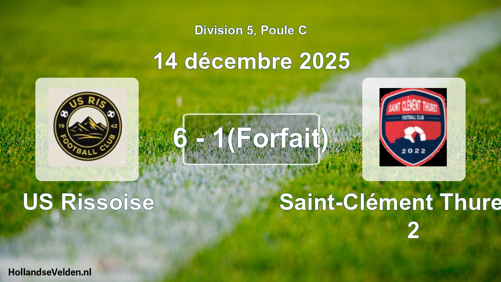 Total number of matches played: US Rissoise - Saint-Clément Thuret FC 2 6 - 1(Forfait) (14 December 2025)