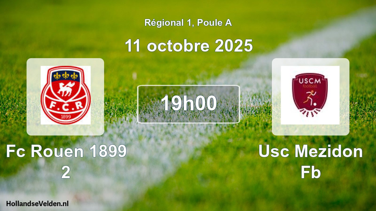 Geplande wedstrijd: Fc Rouen 1899 2 - Usc Mezidon Fb (11 octobre 2025)