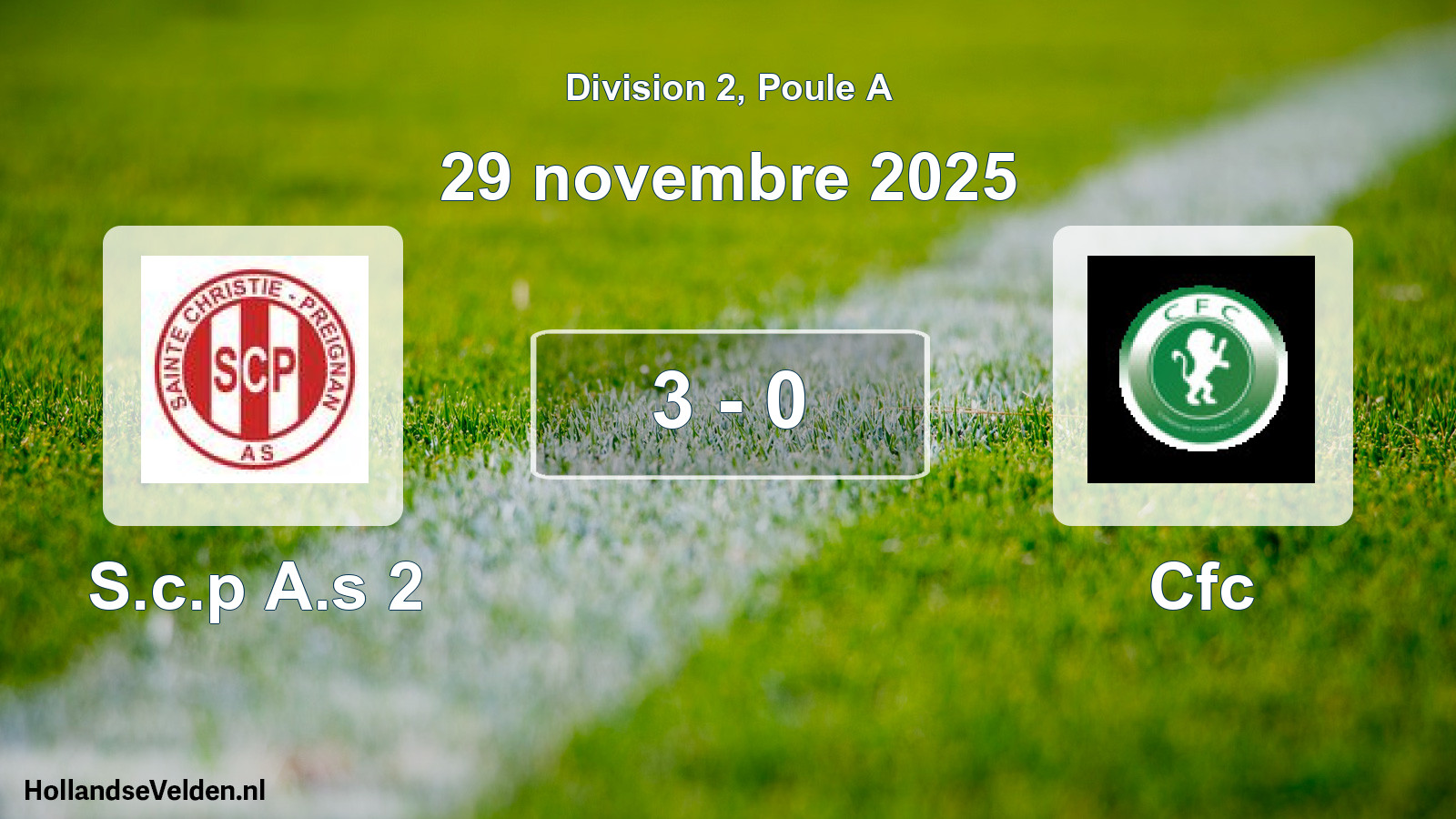Match joué: S.c.p A.s 2 - Cfc 3 - 0 (29 novembre 2025)