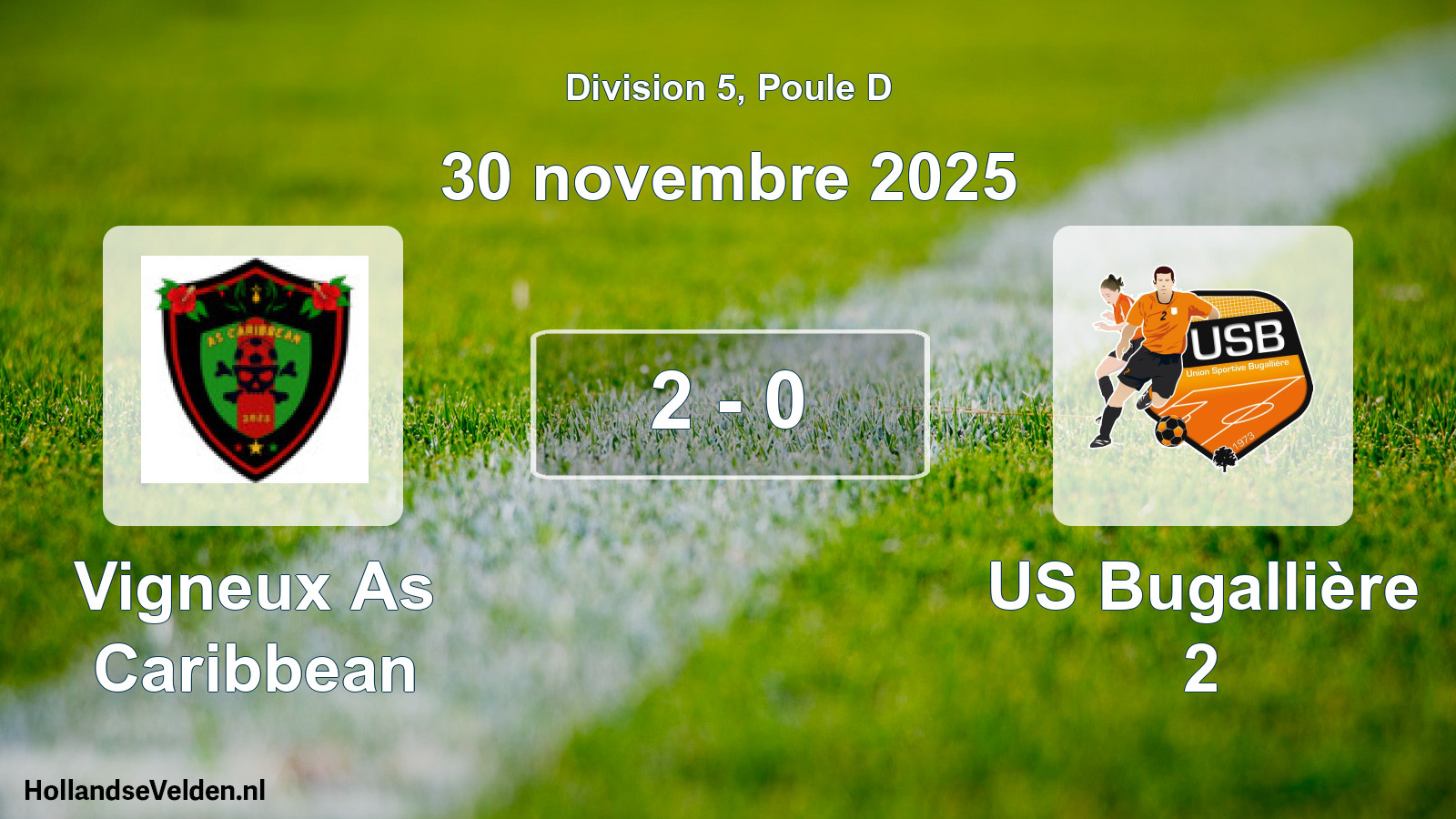 Total number of matches played: Vigneux As Caribbean - US Bugallière 2 2 - 0 (30 November 2025)