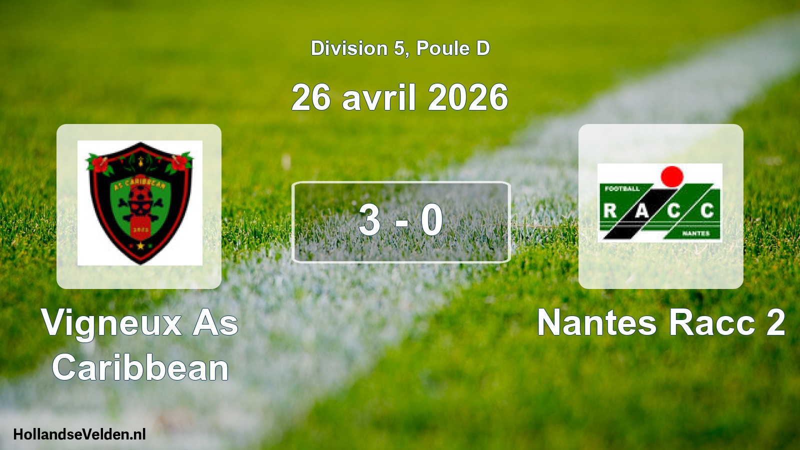 Total number of matches played: Vigneux As Caribbean - Nantes Racc 2 3 - 0 (26 April 2026)