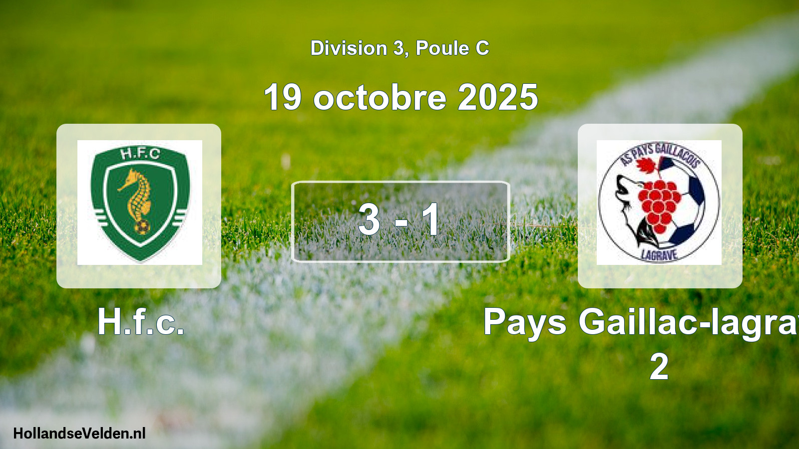 Match joué: H.f.c. - Pays Gaillac-lagrave 2 3 - 1 (19 octobre 2025)