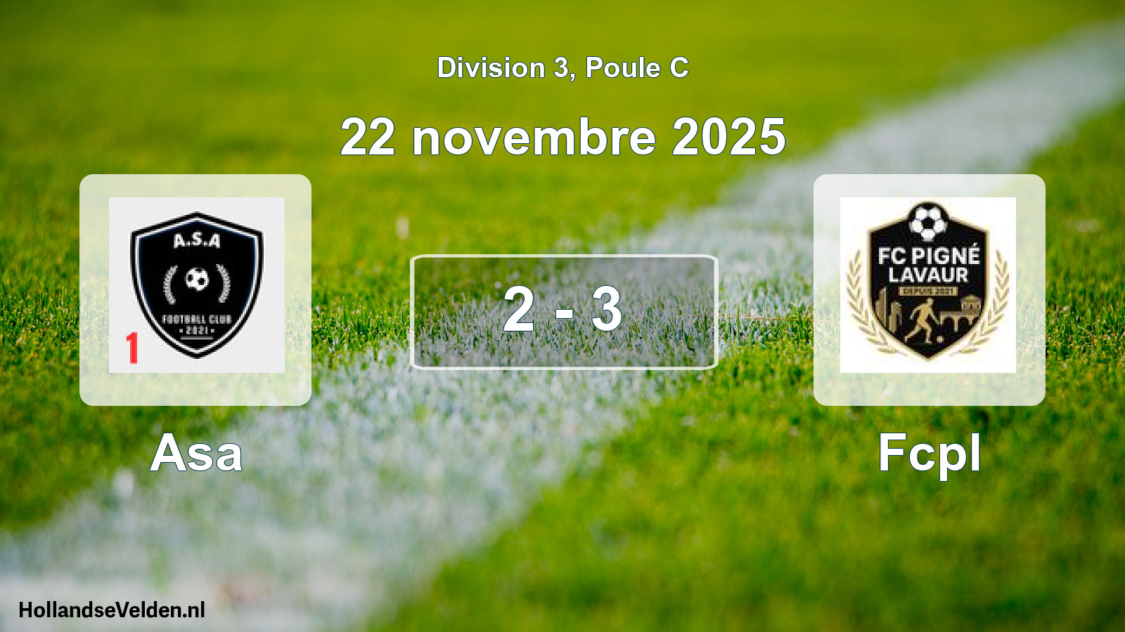 Match joué: Asa - Fcpl 2 - 3 (22 novembre 2025)