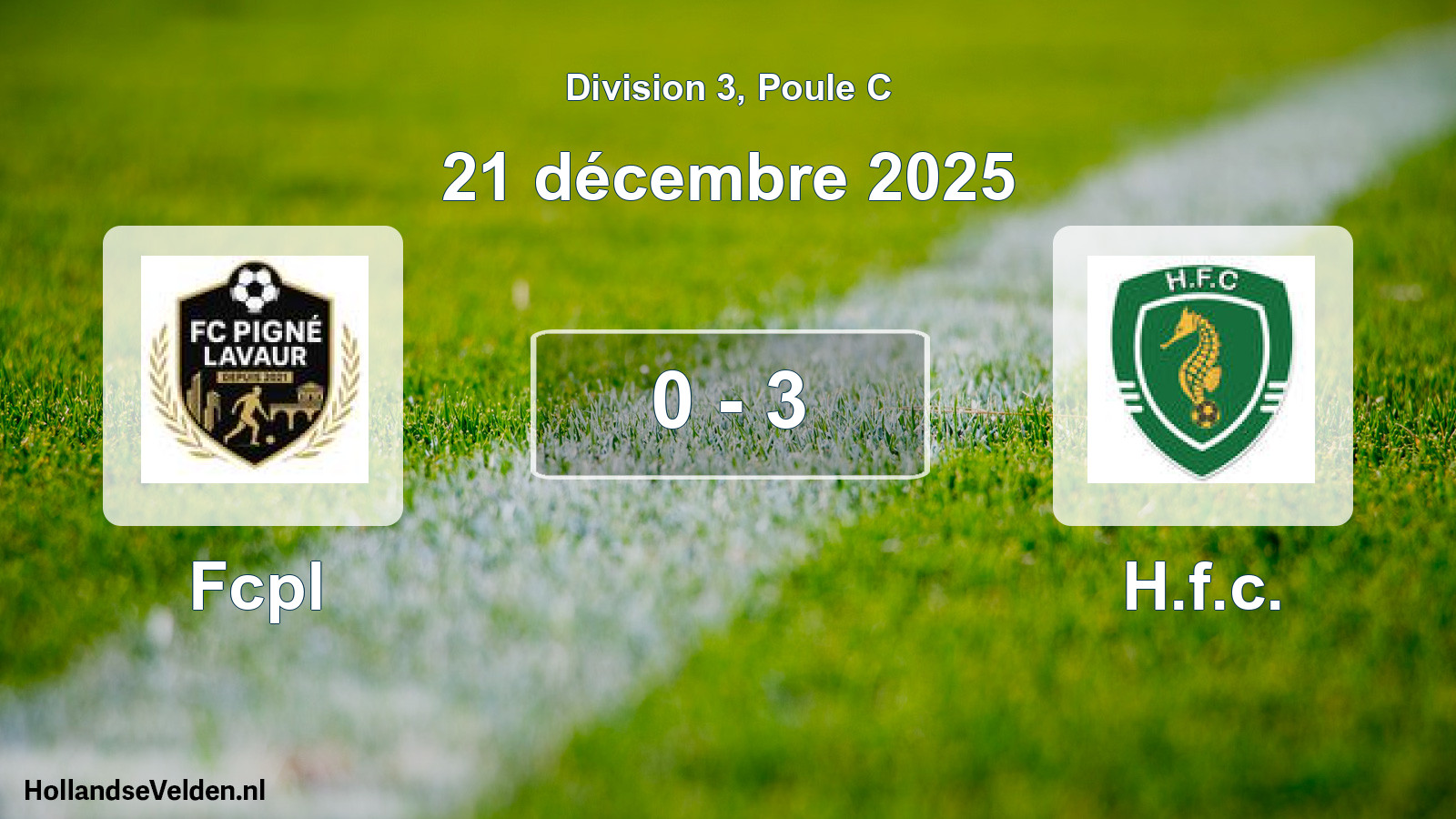 Match joué: Fcpl - H.f.c. 0 - 3 (21 décembre 2025)