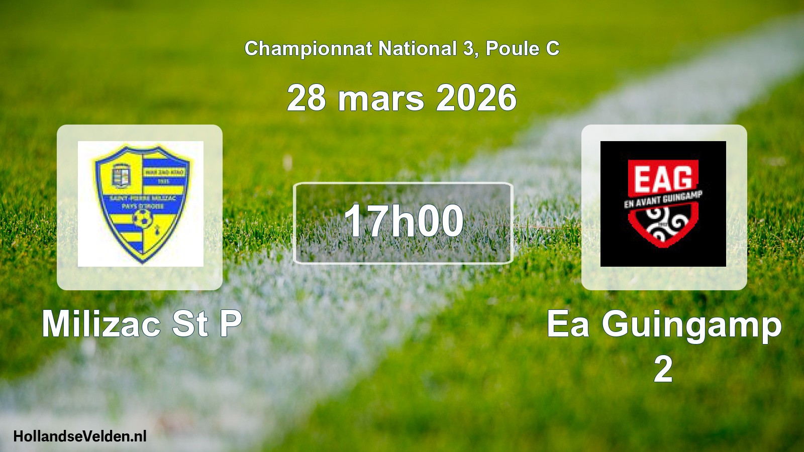 Geplande wedstrijd: Milizac St P - Ea Guingamp 2 (28 mars 2026)
