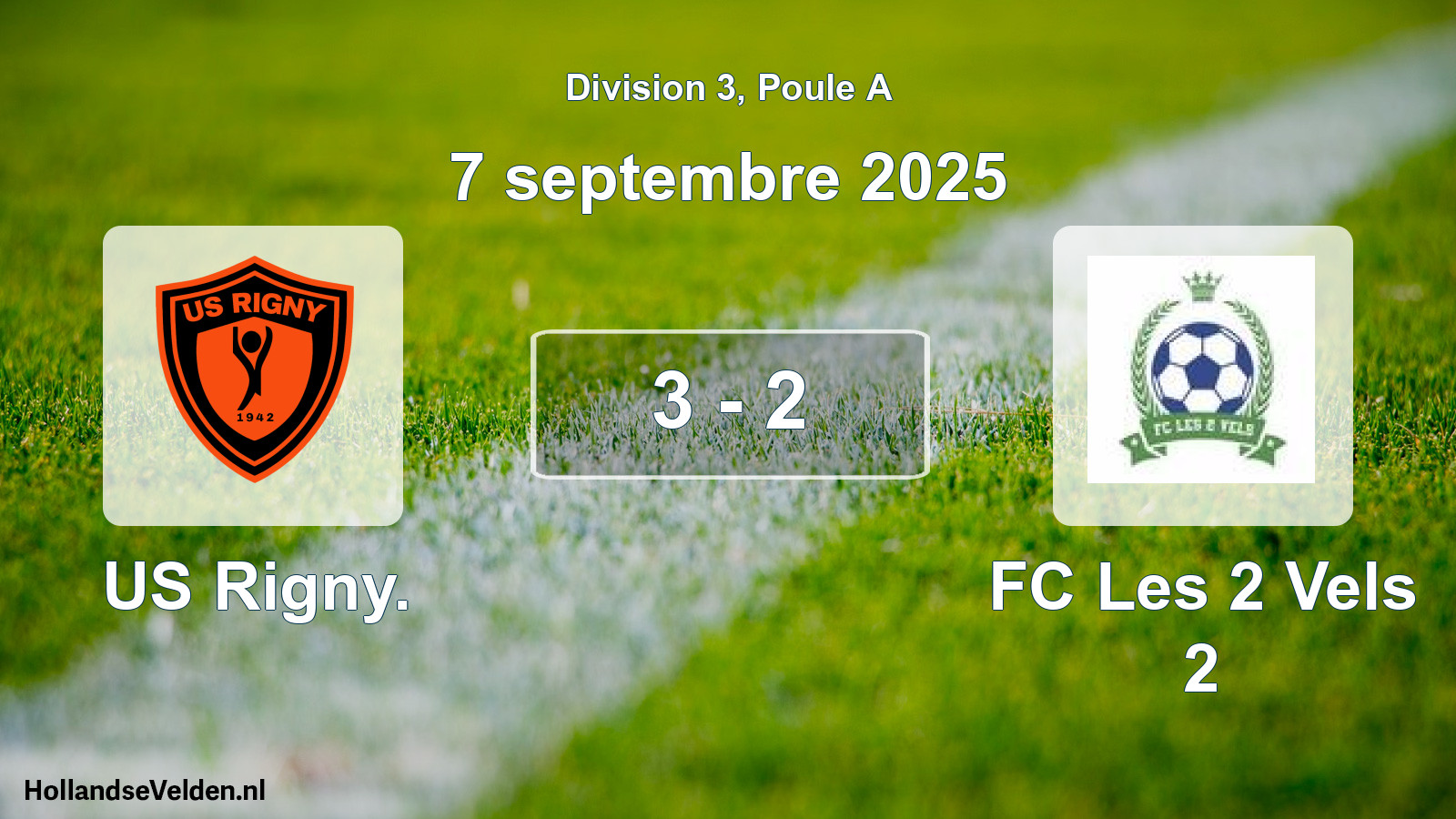 Match joué: US Rigny. - FC Les 2 Vels 2 3 - 2 (7 septembre 2025)