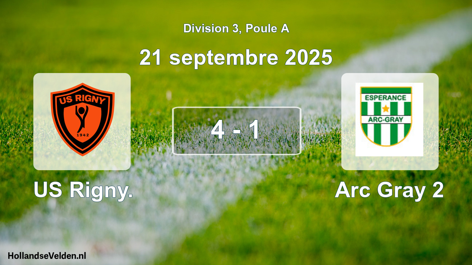 Match joué: US Rigny. - Arc Gray 2 4 - 1 (21 septembre 2025)