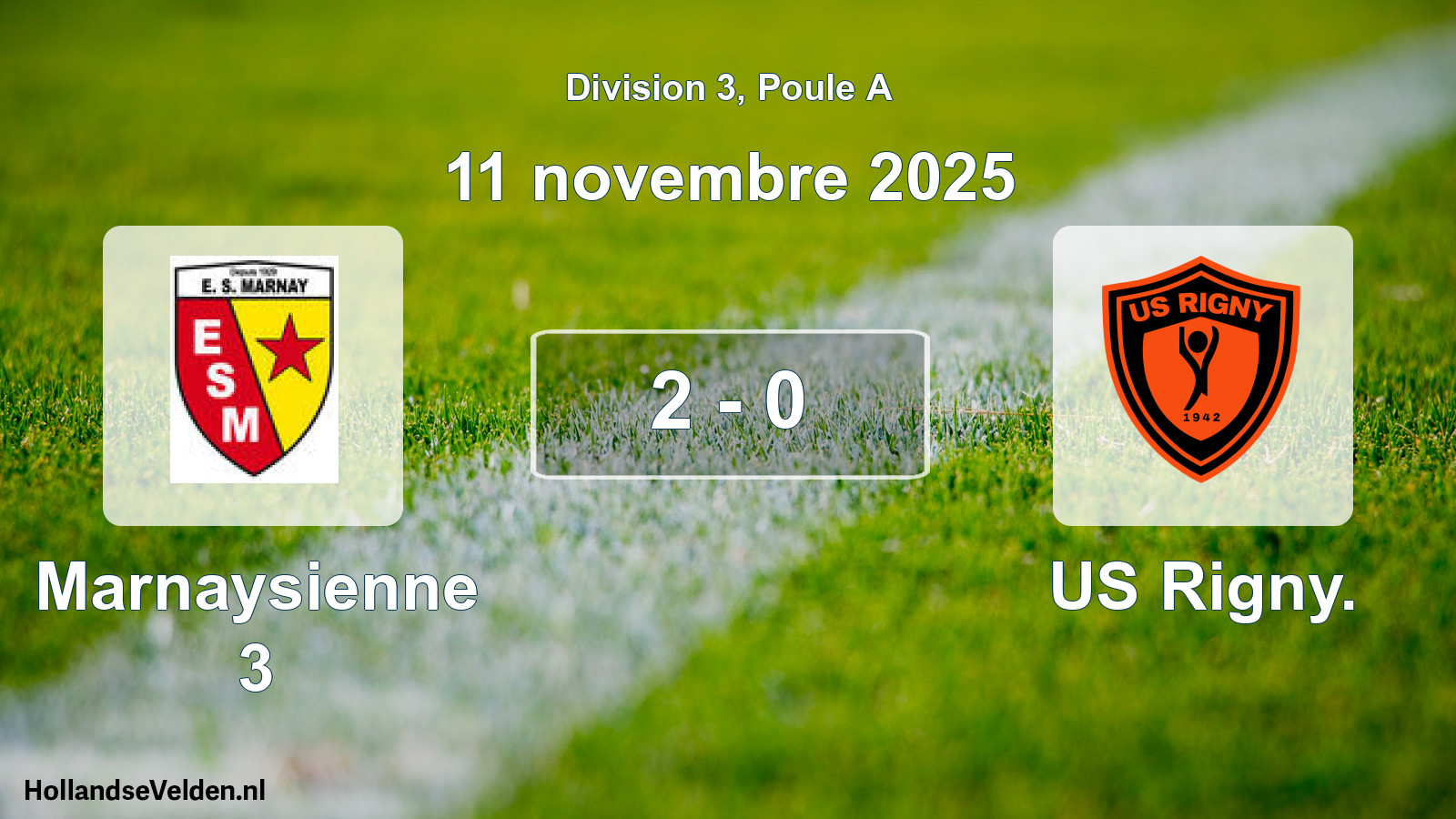 Match joué: Marnaysienne 3 - US Rigny. 2 - 0 (11 novembre 2025)