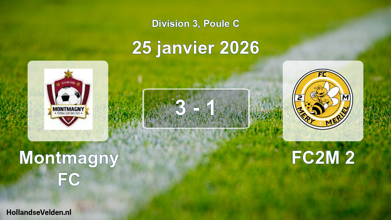 Match joué: Montmagny FC - FC2M 2 3 - 1 (25 janvier 2026)