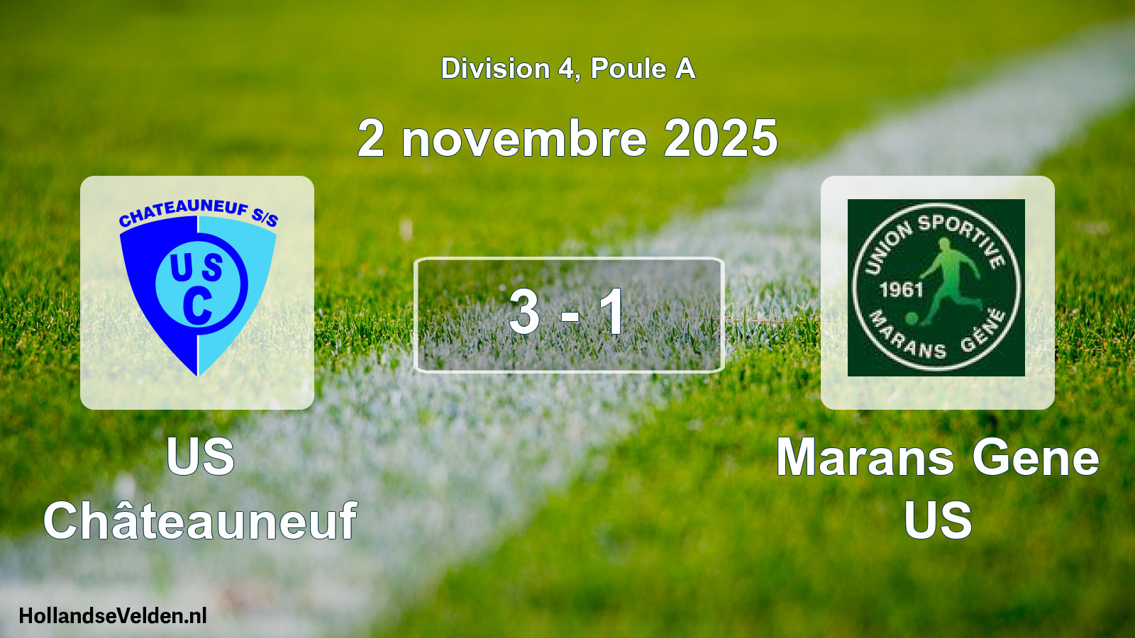 Total number of matches played: US Châteauneuf - Marans Gene US 3 - 1 (2 November 2025)