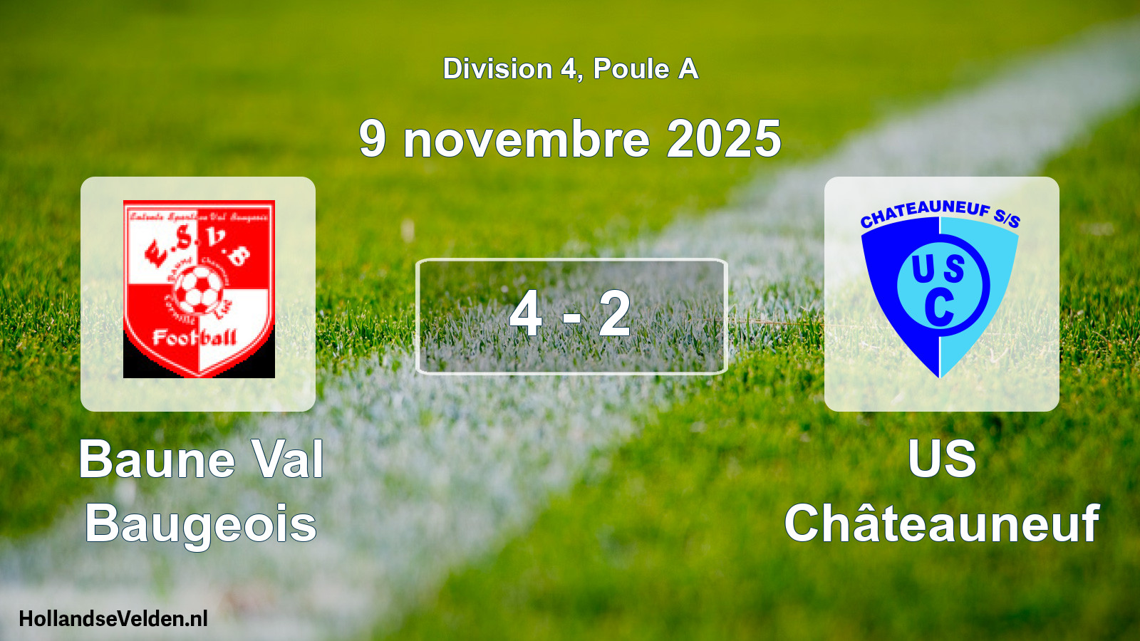 Total number of matches played: Baune Val Baugeois - US Châteauneuf 4 - 2 (9 November 2025)