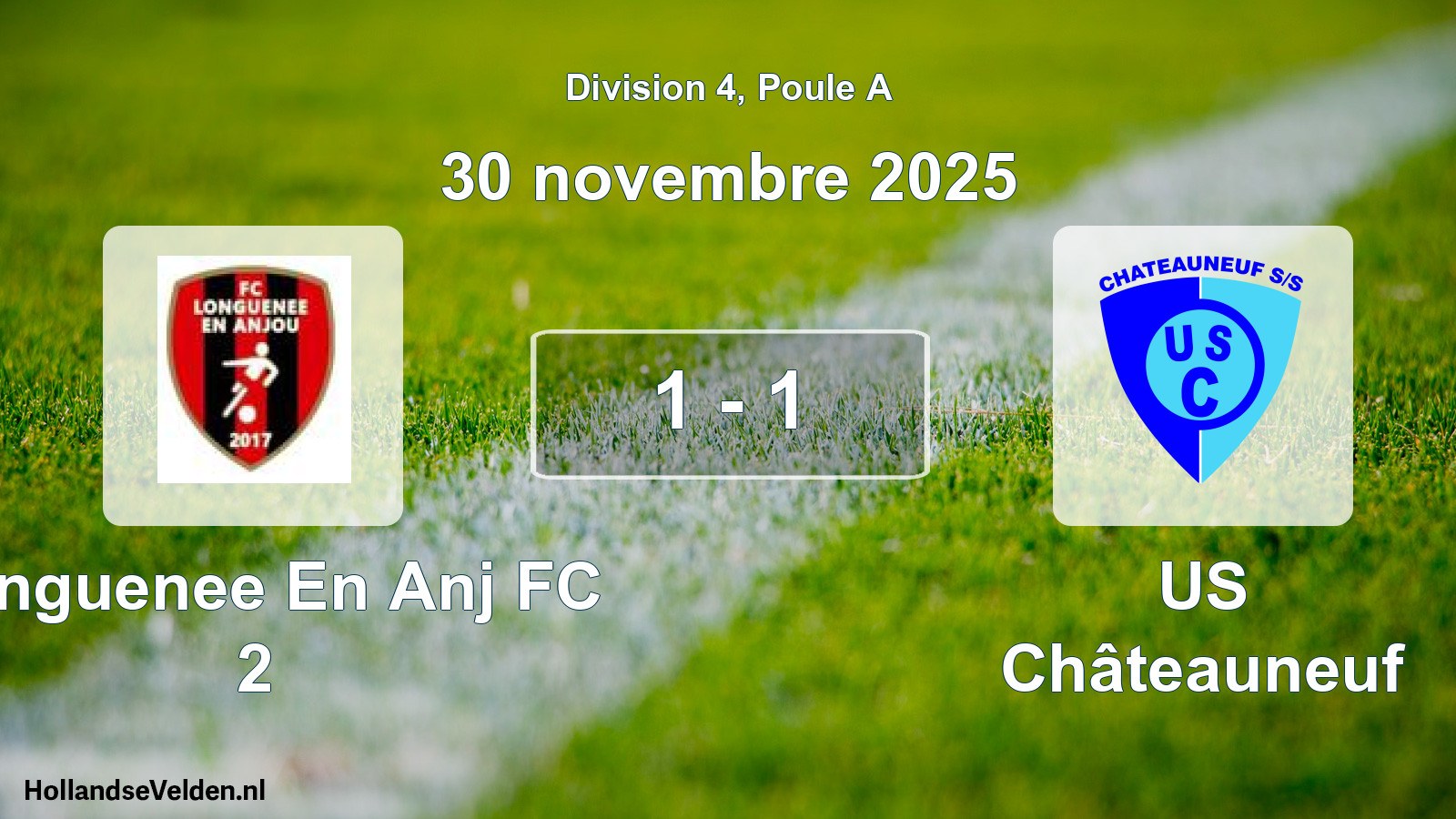 Total number of matches played: Longuenee En Anj FC 2 - US Châteauneuf 1 - 1 (30 November 2025)