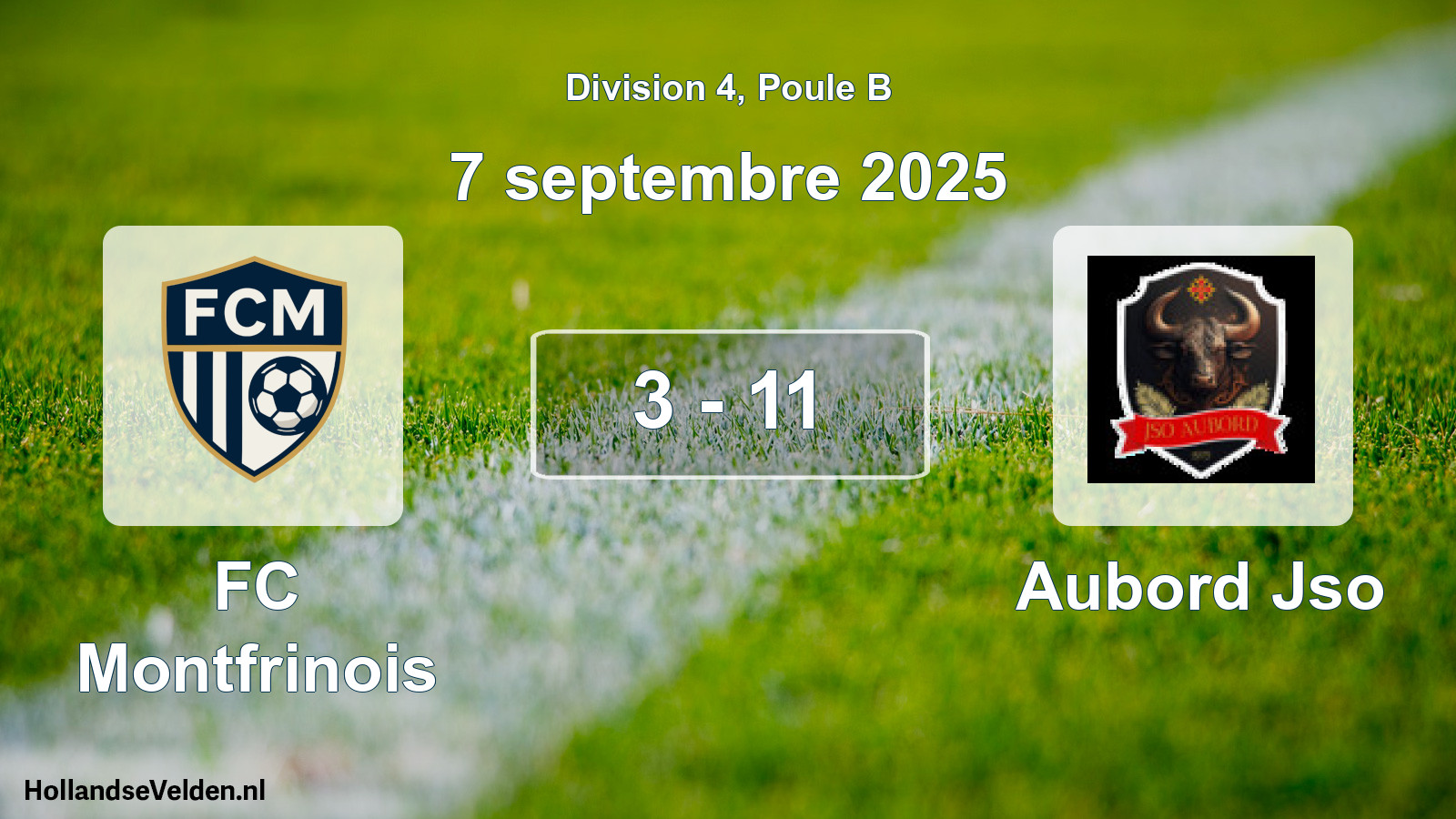 Match joué: FC Montfrinois - Aubord Jso 3 - 11 (7 septembre 2025)