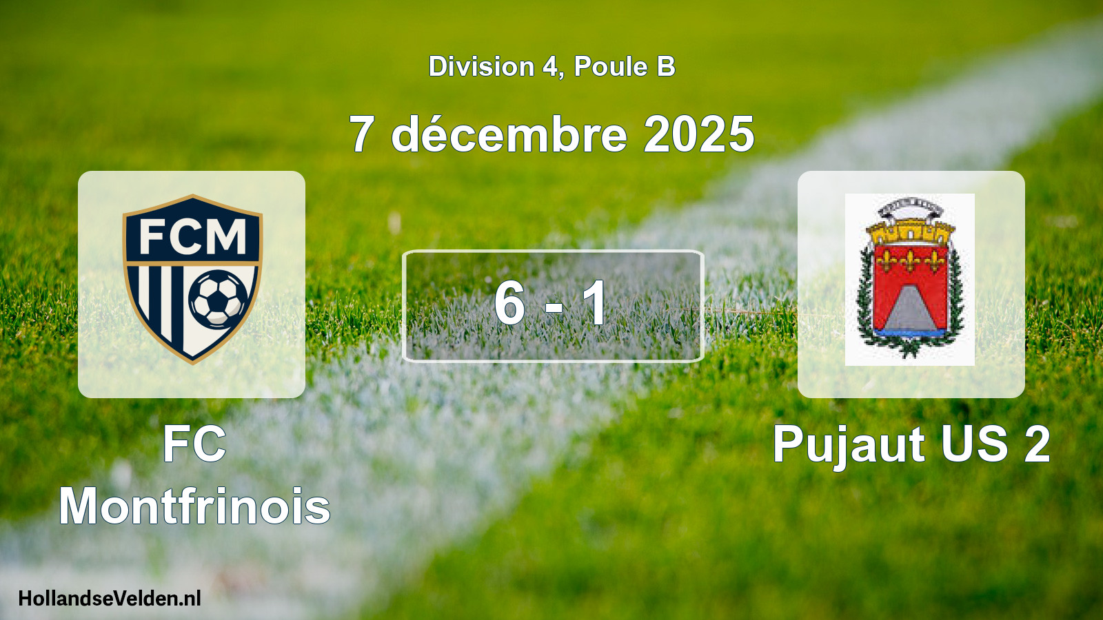 Match joué: FC Montfrinois - Pujaut US 2 6 - 1 (7 décembre 2025)