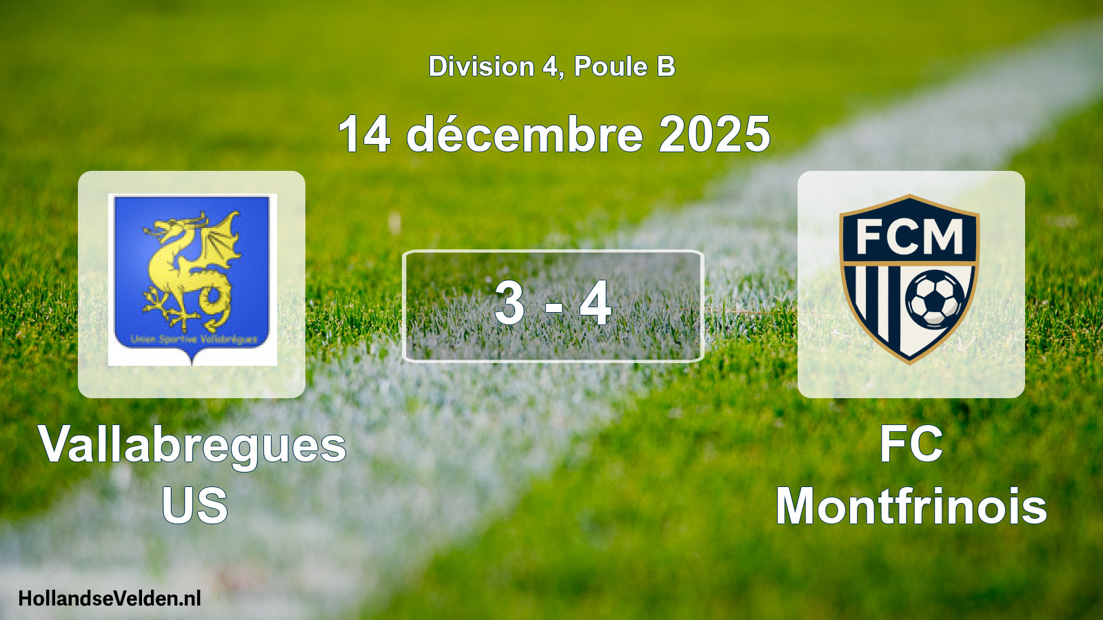 Match joué: Vallabregues US - FC Montfrinois 3 - 4 (14 décembre 2025)